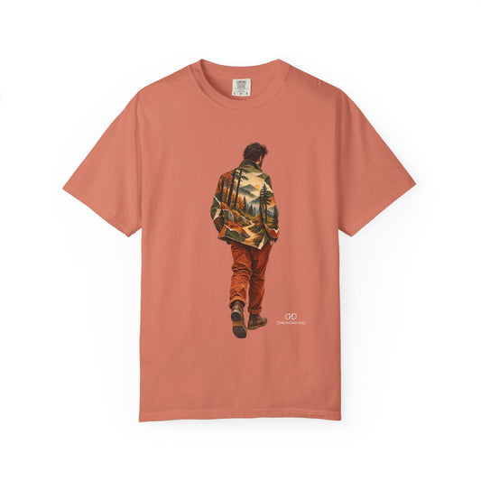 Trail Within by ThreadCrafters — a traveller silhouette filled with a forest landscape, product image