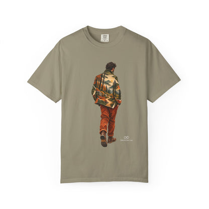 Trail Within by ThreadCrafters — a traveller silhouette filled with a forest landscape, product image