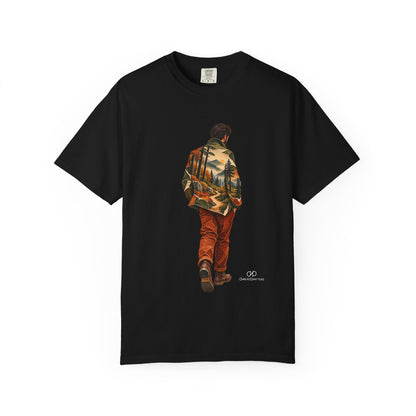 Trail Within by ThreadCrafters — a traveller silhouette filled with a forest landscape, product image